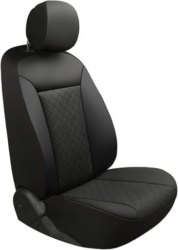 GIANT PANDA Front Car Seat Covers Custom Fit Ford F150 F250 F350 F450 Super Crew/Crew Cab Pickup Trucks, Front Seats Fabric Protectors (Black) 2-Pack, Faux Leather + Stretch Fabric in Saudi Arabia