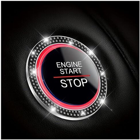 Double Rhinestone Car Start Button Ring, Crystal Engine Start Stop Decoration, Shiny Interior Accessory for Buttons Gear Knobs, Universal Fit Easy Installation, Stylish Car Decor (White) in Kuwait