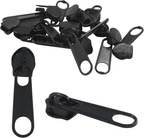 Piutouyar 200 Pack #3 Zipper Sliders Replacement, Black Zipper Pulls Bulk for Nylon Coil Zippers Repair Kits for Luggages Jacket Purses Bags in Kuwait