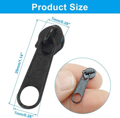 Piutouyar 200 Pack #3 Zipper Sliders Replacement, Black Zipper Pulls Bulk for Nylon Coil Zippers Repair Kits for Luggages Jacket Purses Bags in Kuwait