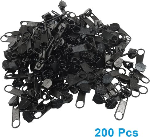 Piutouyar 200 Pack #3 Zipper Sliders Replacement, Black Zipper Pulls Bulk for Nylon Coil Zippers Repair Kits for Luggages Jacket Purses Bags in Kuwait