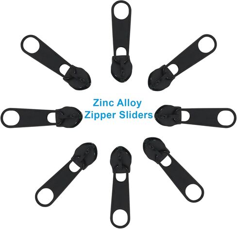 Piutouyar 200 Pack #3 Zipper Sliders Replacement, Black Zipper Pulls Bulk for Nylon Coil Zippers Repair Kits for Luggages Jacket Purses Bags in Kuwait