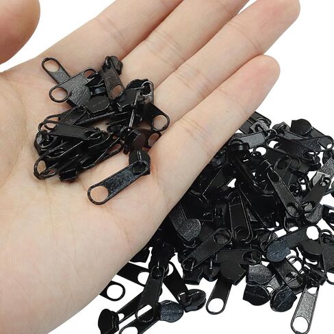 Piutouyar 200 Pack #3 Zipper Sliders Replacement, Black Zipper Pulls Bulk for Nylon Coil Zippers Repair Kits for Luggages Jacket Purses Bags in Kuwait