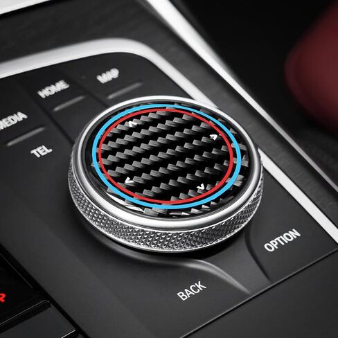 BETTERHUMZ Multimedia Knob Sticker for BMW X3 X4 X5 X6 3 4 Series F20 F30 F36 F25 F26 F15 F16 G30 G38 F01 F02 G11 G12 Carbon Fiber Center Console Interior Accessories (1.81inch) in Kuwait