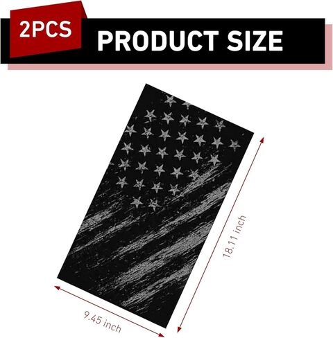 2PCS Car B Pillar Stickers, Waterproof Scratch-resistant Vehicle Pillar Protective Sticker, Aged American Flag Patriotic Decal, for Car Door, Laptops, Wall (Black) in Saudi Arabia