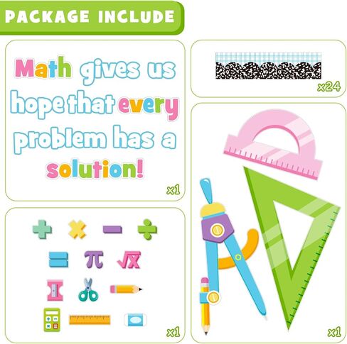 Math Bulletin Board Decoration Set, Problem Solving Classroom Decorations, Mathematics Symbol Paper Cutouts for Back to School Library Nursery Wall Chalkboard Door Decor for Teacher in Saudi Arabia