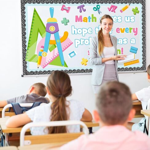 Math Bulletin Board Decoration Set, Problem Solving Classroom Decorations, Mathematics Symbol Paper Cutouts for Back to School Library Nursery Wall Chalkboard Door Decor for Teacher in Saudi Arabia