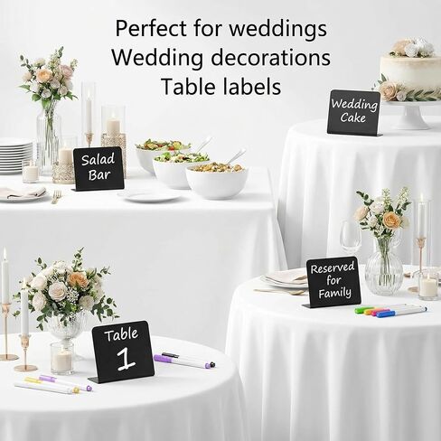 Mini Chalkboard Signs, 12 pcs 4 x 3 inch Food Labels for Party Buffet, 6 Wet Erase Markers Reusable Table Sign for Weddings Birthday Parties Event Decoration in Saudi Arabia