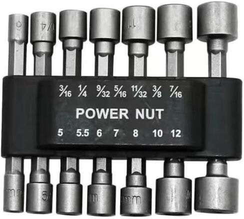 14-Piece Hex Drive Socket Set, Chrome Vanadium Steel Metric & SAE Socket Set with Holder in Kuwait