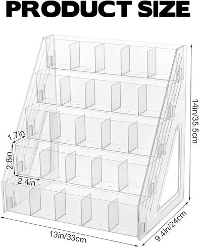 YEXEXINM 5 Tier Acrylic Desk Organizer with 25 Compartments Clear Pen Holder for Pens Pencils Markers and Art Supplies Large Capacity Desk Storage Rack for Home Classroom Office and Art Studio in Saudi Arabia