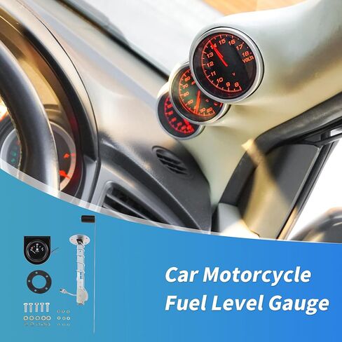 52mm Fuel Level Gauge 12V Fuel Tank Meter Pointer Meter for Car RV Yacht Boat Motorcycle Black Housing Black Dial White Letter 1 Set in Kuwait