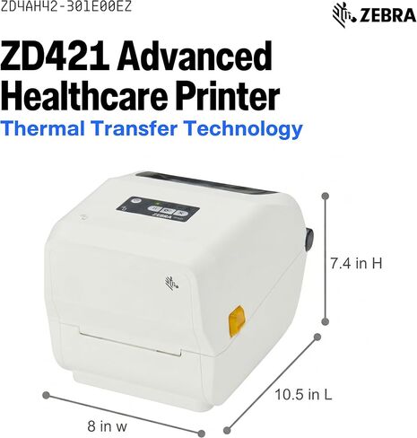 ZD4AH42-301E00EZ - Zebra® ZD421 Thermal Transfer Printer, Healthcare Approved, 203 DPI, USB, Ethernet, Bluetooth® in Kuwait