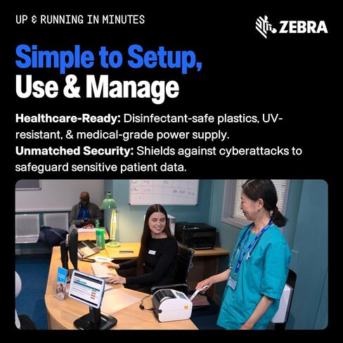 ZD4AH42-301E00EZ - Zebra® ZD421 Thermal Transfer Printer, Healthcare Approved, 203 DPI, USB, Ethernet, Bluetooth® in Kuwait