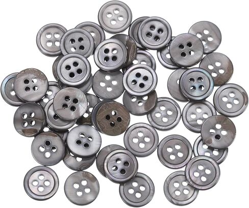 uxcell 50 Pcs Natural Shell Buttons, 4 Hole Mother of Pearl Buttons 10mm Sewing Craft Buttons for Shirt Sewing DIY Crafts Decoration, Grey in Kuwait