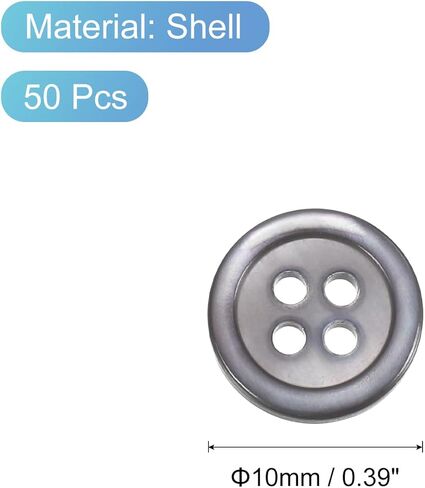 uxcell 50 Pcs Natural Shell Buttons, 4 Hole Mother of Pearl Buttons 10mm Sewing Craft Buttons for Shirt Sewing DIY Crafts Decoration, Grey in Kuwait