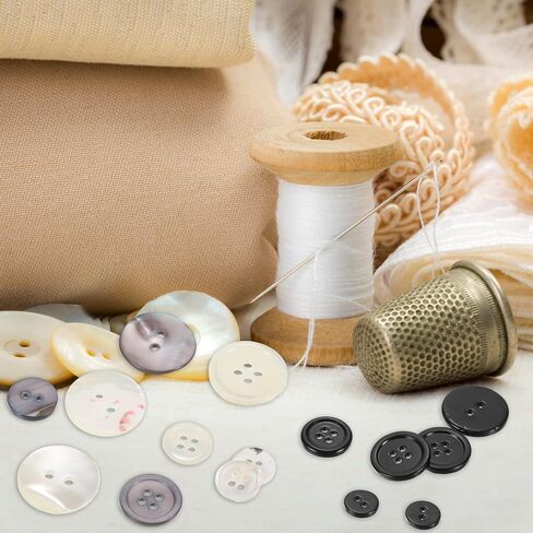 uxcell 50 Pcs Natural Shell Buttons, 4 Hole Mother of Pearl Buttons 10mm Sewing Craft Buttons for Shirt Sewing DIY Crafts Decoration, Grey in Kuwait