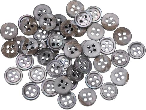 uxcell 50 Pcs Natural Shell Buttons, 4 Hole Mother of Pearl Buttons 10mm Sewing Craft Buttons for Shirt Sewing DIY Crafts Decoration, Grey in Kuwait