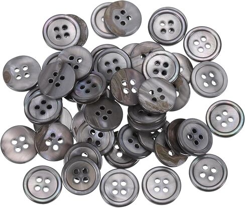 uxcell 50 Pcs Natural Shell Buttons, 4 Hole Mother of Pearl Buttons 10mm Sewing Craft Buttons for Shirt Sewing DIY Crafts Decoration, Grey in Kuwait
