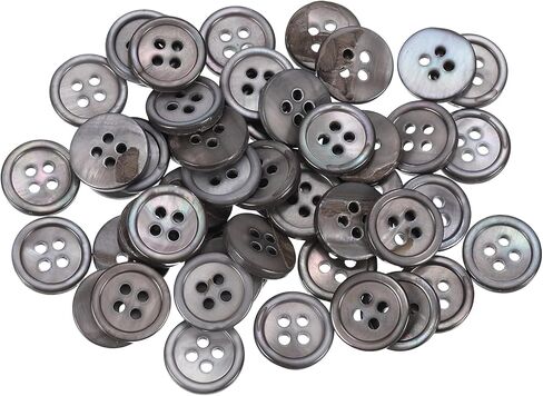 uxcell 50 Pcs Natural Shell Buttons, 4 Hole Mother of Pearl Buttons 10mm Sewing Craft Buttons for Shirt Sewing DIY Crafts Decoration, Grey in Kuwait