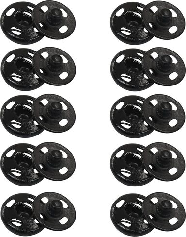 20 Sets Sew on Snap Buttons Set - 12mm Metal Snaps Durable Fasteners for Clothing, DIY Sewing and Craft Projects(Black) in Kuwait