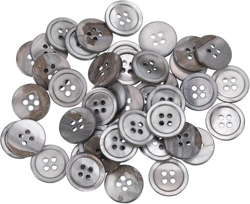 uxcell 50 Pcs Natural Shell Buttons, 4 Hole Mother of Pearl Buttons 10mm Sewing Craft Buttons for Shirt Sewing DIY Crafts Decoration, Grey in Kuwait