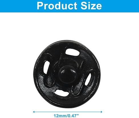 20 Sets Sew on Snap Buttons Set - 12mm Metal Snaps Durable Fasteners for Clothing, DIY Sewing and Craft Projects(Black) in Kuwait