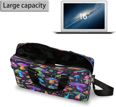 Laptop Bag Rainbow Colored Mushroom Pattern Laptop Case Sleeve Messenger Bags with Shoulder Strap Briefcase for Laptop 13 14 14.5 15.6 16 in in Saudi Arabia