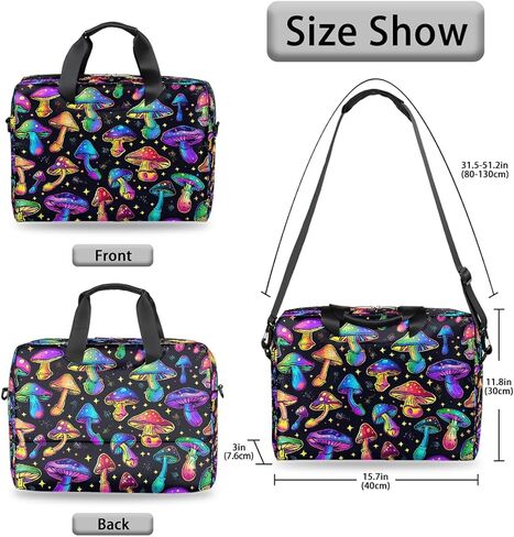 Laptop Bag Rainbow Colored Mushroom Pattern Laptop Case Sleeve Messenger Bags with Shoulder Strap Briefcase for Laptop 13 14 14.5 15.6 16 in in Saudi Arabia