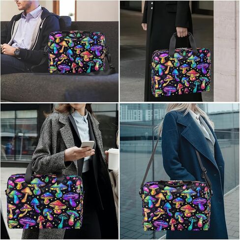 Laptop Bag Rainbow Colored Mushroom Pattern Laptop Case Sleeve Messenger Bags with Shoulder Strap Briefcase for Laptop 13 14 14.5 15.6 16 in in Saudi Arabia