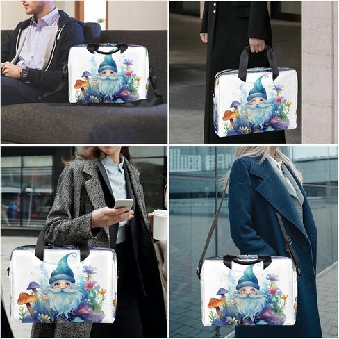 Laptop Bag Watercolor Gnomes Mushroom Flower Laptop Case Sleeve Messenger Bags with Shoulder Strap Briefcase for Laptop 13 14 14.5 15.6 16 in in Saudi Arabia