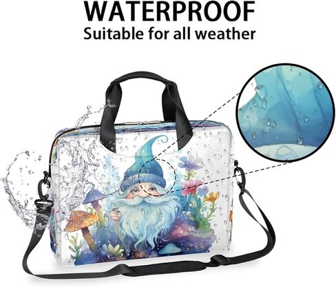 Laptop Bag Watercolor Gnomes Mushroom Flower Laptop Case Sleeve Messenger Bags with Shoulder Strap Briefcase for Laptop 13 14 14.5 15.6 16 in in Saudi Arabia