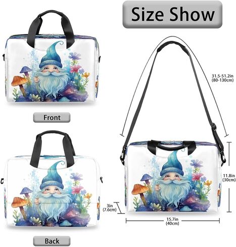 Laptop Bag Watercolor Gnomes Mushroom Flower Laptop Case Sleeve Messenger Bags with Shoulder Strap Briefcase for Laptop 13 14 14.5 15.6 16 in in Saudi Arabia