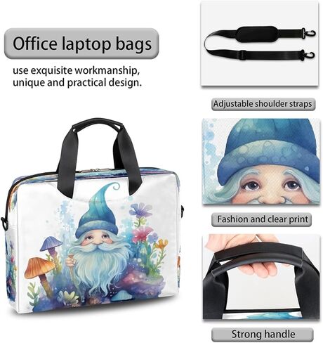 Laptop Bag Watercolor Gnomes Mushroom Flower Laptop Case Sleeve Messenger Bags with Shoulder Strap Briefcase for Laptop 13 14 14.5 15.6 16 in in Saudi Arabia