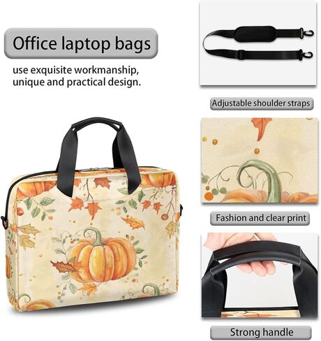Laptop Bag Autumn Fall Maple Leaf Pumpkins Laptop Case Sleeve Messenger Bags with Shoulder Strap Briefcase for Laptop 13 14 14.5 15.6 16 in in Saudi Arabia