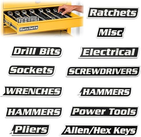 Magnetic Tool Box Labels, 12PCS Strong Magnet Toolbox Drawer Label for Toolboxes, Cabinets & Carts in Saudi Arabia