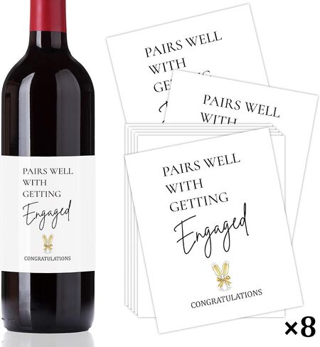8 Pcs Engagement Wine Labels, Pairs Well with Getting Engaged Wine Bottle Stickers, Engagement Wedding Party Supplies, Gift Idea for Her in Kuwait