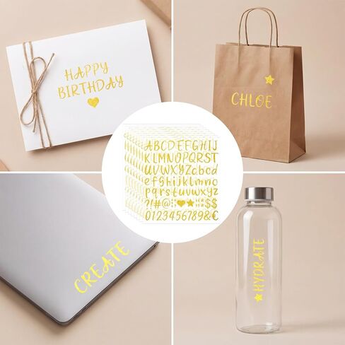648PCS Gold Glitter Letter Stickers, Self-Adhesive Small ABC Gold Sticker Letters, Waterproof Vinyl Glitter Alphabet Number Stickers for Scrapbooking Graduation Cap Craft Sign Mug Mailboxe Décor DIY in Saudi Arabia