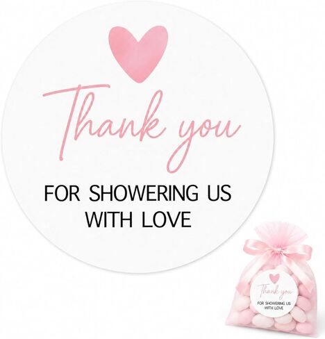 120 PCS Thank You for Showering Us with Love Stickers, 1.6" Round Thank You Baby Shower Favor Labels, Bridal Shower Party Decor in Saudi Arabia
