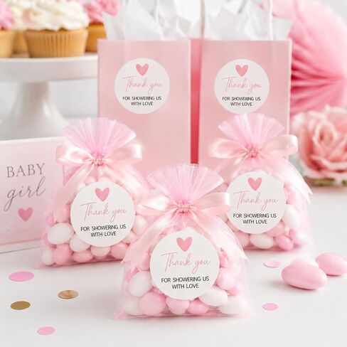 120 PCS Thank You for Showering Us with Love Stickers, 1.6" Round Thank You Baby Shower Favor Labels, Bridal Shower Party Decor in Saudi Arabia