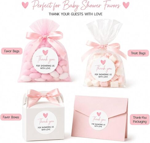 120 PCS Thank You for Showering Us with Love Stickers, 1.6" Round Thank You Baby Shower Favor Labels, Bridal Shower Party Decor in Saudi Arabia
