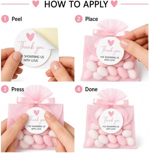 120 PCS Thank You for Showering Us with Love Stickers, 1.6" Round Thank You Baby Shower Favor Labels, Bridal Shower Party Decor in Saudi Arabia