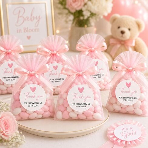 120 PCS Thank You for Showering Us with Love Stickers, 1.6" Round Thank You Baby Shower Favor Labels, Bridal Shower Party Decor in Saudi Arabia