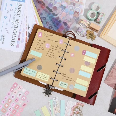 30 Sheets Kawaii Stars Heart Letter Stickers Cute Glitter Sticker Book Self-Adhesive Aesthetic Decorative Stickers for Journal Scrapbooking Photocards Junk Journaling Planner Adults Girls in Kuwait