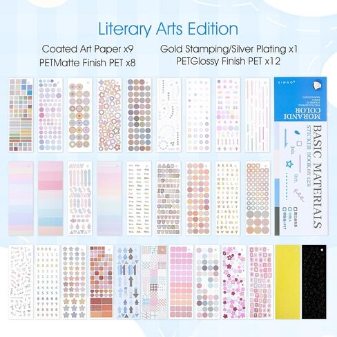 30 Sheets Kawaii Stars Heart Letter Stickers Cute Glitter Sticker Book Self-Adhesive Aesthetic Decorative Stickers for Journal Scrapbooking Photocards Junk Journaling Planner Adults Girls in Kuwait