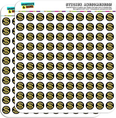 Dollar Sign Gold and Black 1/2" (0.5") Planner Calendar Scrapbooking Crafting Stickers - Clear in Kuwait