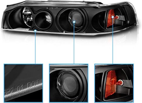 AmeriLite Black Replacement Projector Headlights Set For 90-93 Honda Accord - Passenger and Driver Side in Kuwait