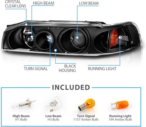 AmeriLite Black Replacement Projector Headlights Set For 90-93 Honda Accord - Passenger and Driver Side in Kuwait