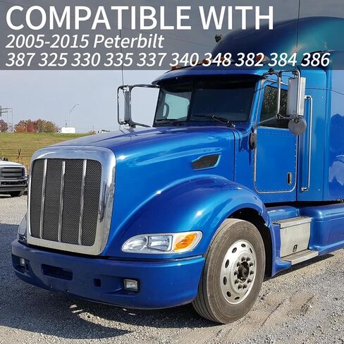 زوج مجموعة المصابيح الأمامية يناسب 2005-2016 Peterbilt 325 330 335 337 340 348 382 384 386 387 المصابيح الأمامية للسائق الأيسر والجانب الأيمن للراكب من الكروم ومبيت هالوجين للمصابيح الأمامية PB2503100 PB2502100 in Kuwait