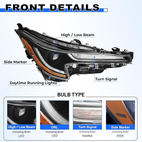 JFN LED Headlight Compatible with 2020-2022 Corolla L LE (Passenger Side (Right)) in Saudi Arabia