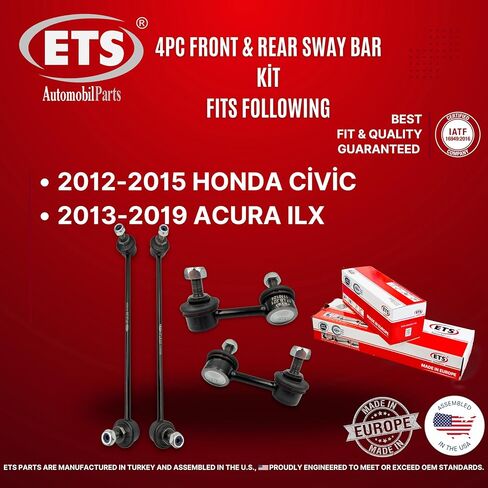 ETS 4 قطع أمامي وخلفي مثبت Sway Bar Link Kit يناسب 2013-2022 Acura ILX / 2012-2015 Honda Civic K750604، K750605، K750126، K750125، in Kuwait